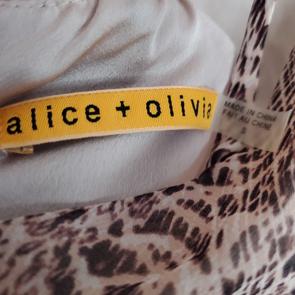 Alice + Olivia Kimber Silk Sheer Animal Print Mini Dress Strappy Open Back Sm - Picture 8 of 10